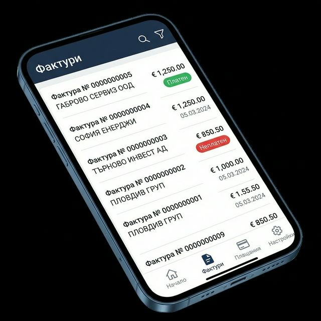 Списък с фактури в мобилното приложение на BillBG